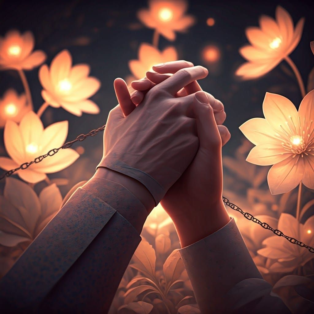 Intertwined Hands in Origami Papercraft