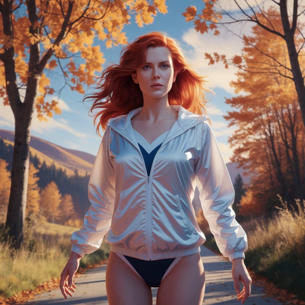 Digitally Painted Gwen Stacy in Autumn Forest