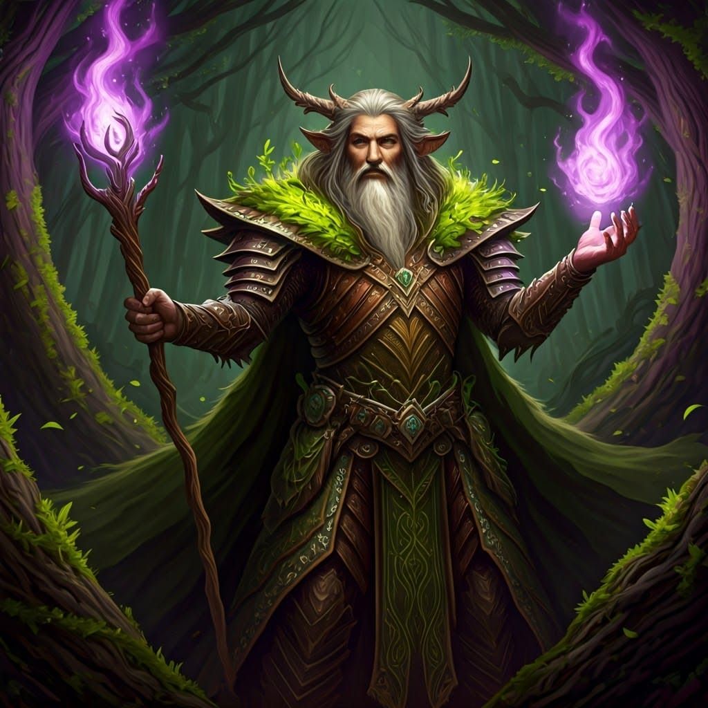 Detailed Forest Druid Casting Plant Spell