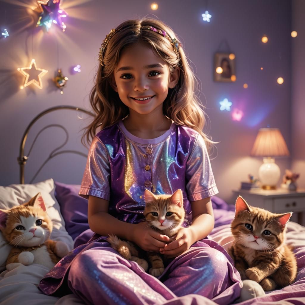 Smiling Girl with Doll: 3D Anime Art