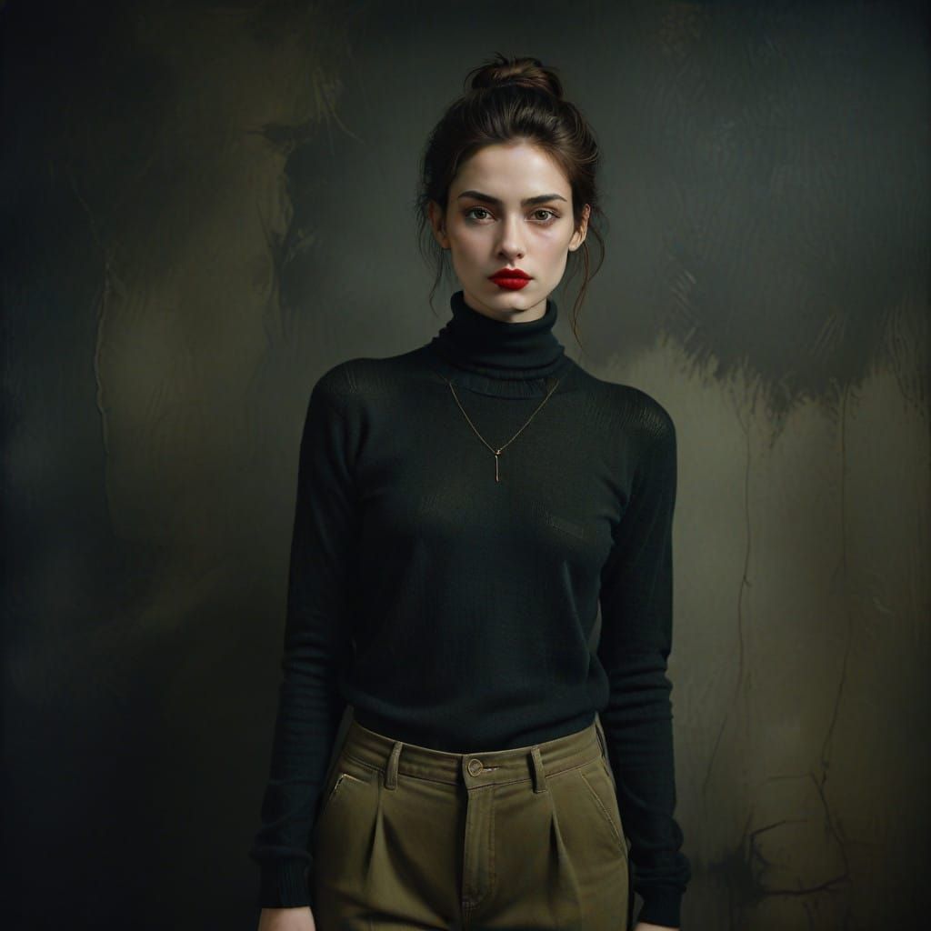 Elegant Lebanese Portrait in Moody Black and Green