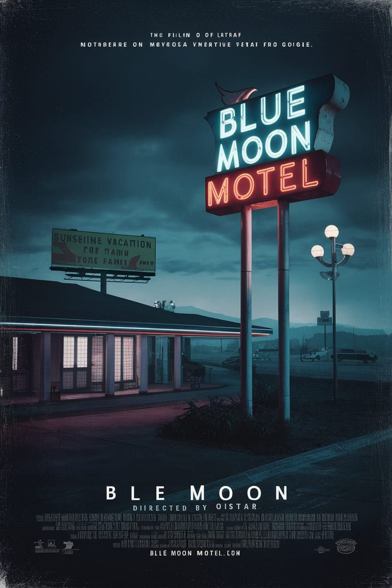 Blue Moon Motel Movie Poster in Retro Style