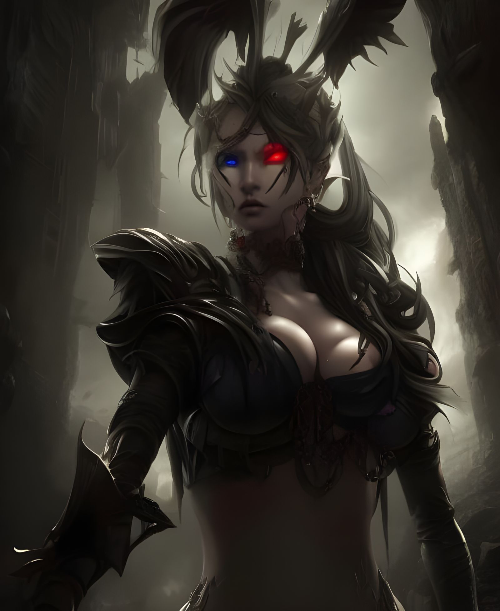 Gothic Women Portrait in Detailed Graffiti Art Style