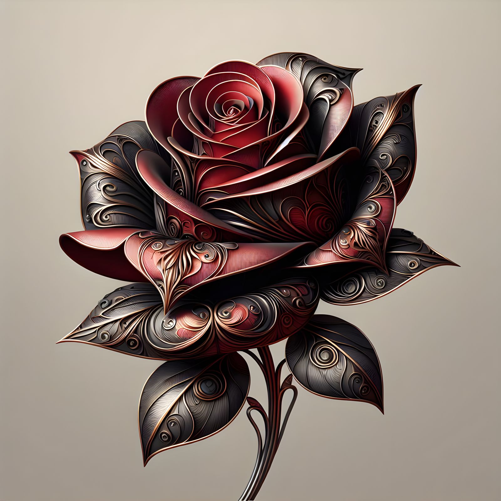 Luxurious Rose in Ornate, Detailed Style