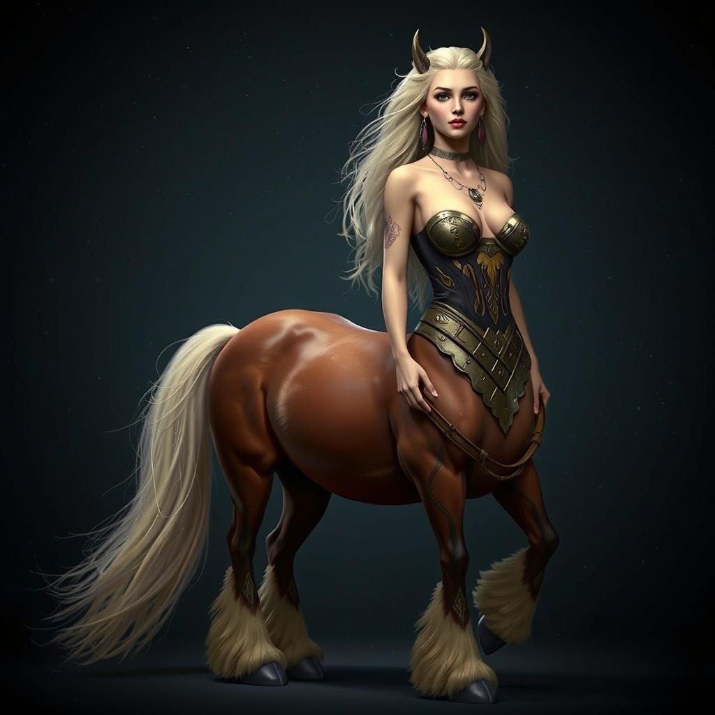 Centaur Woman Portrait in Hyperdetailed Digital Art