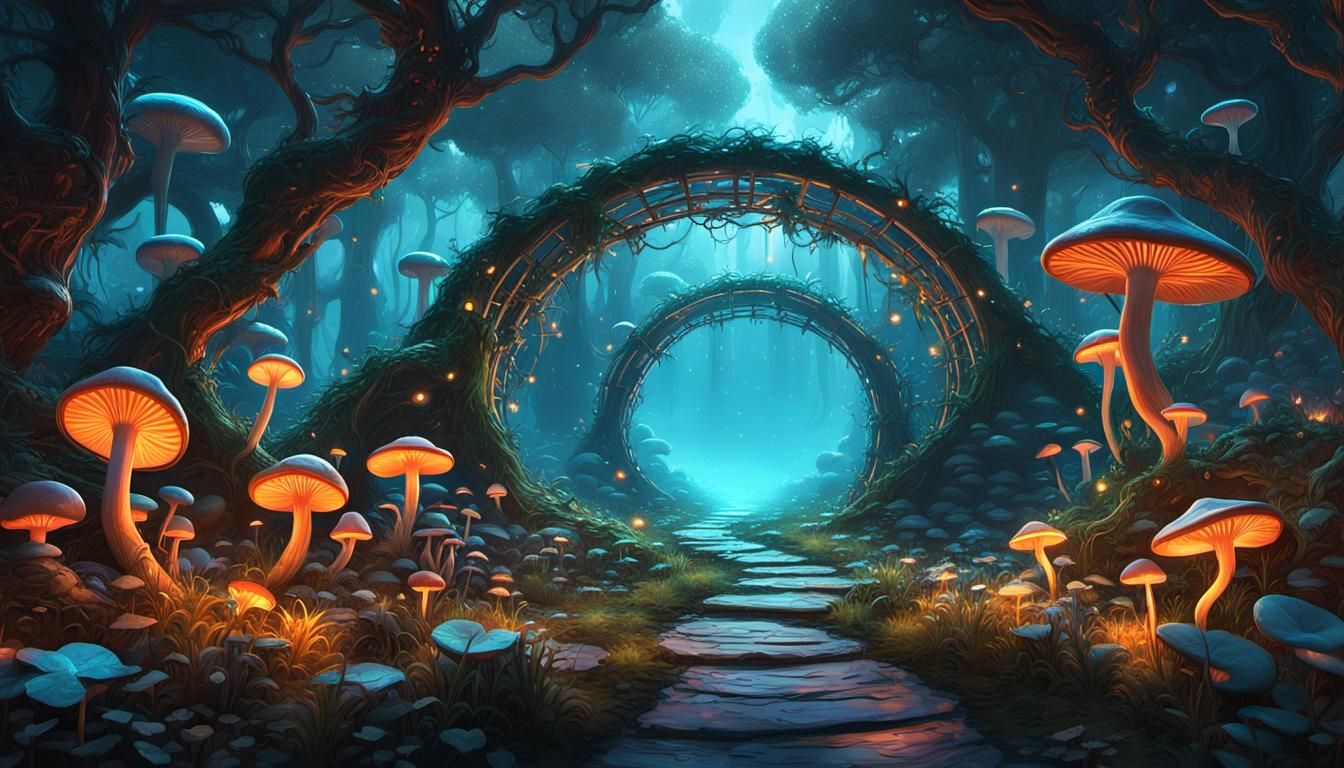 Bioluminescent Path to Fairy Portal, Art Nouveau