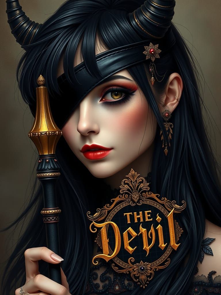 Mystic Woman with Eyepatch in Art Nouveau Style