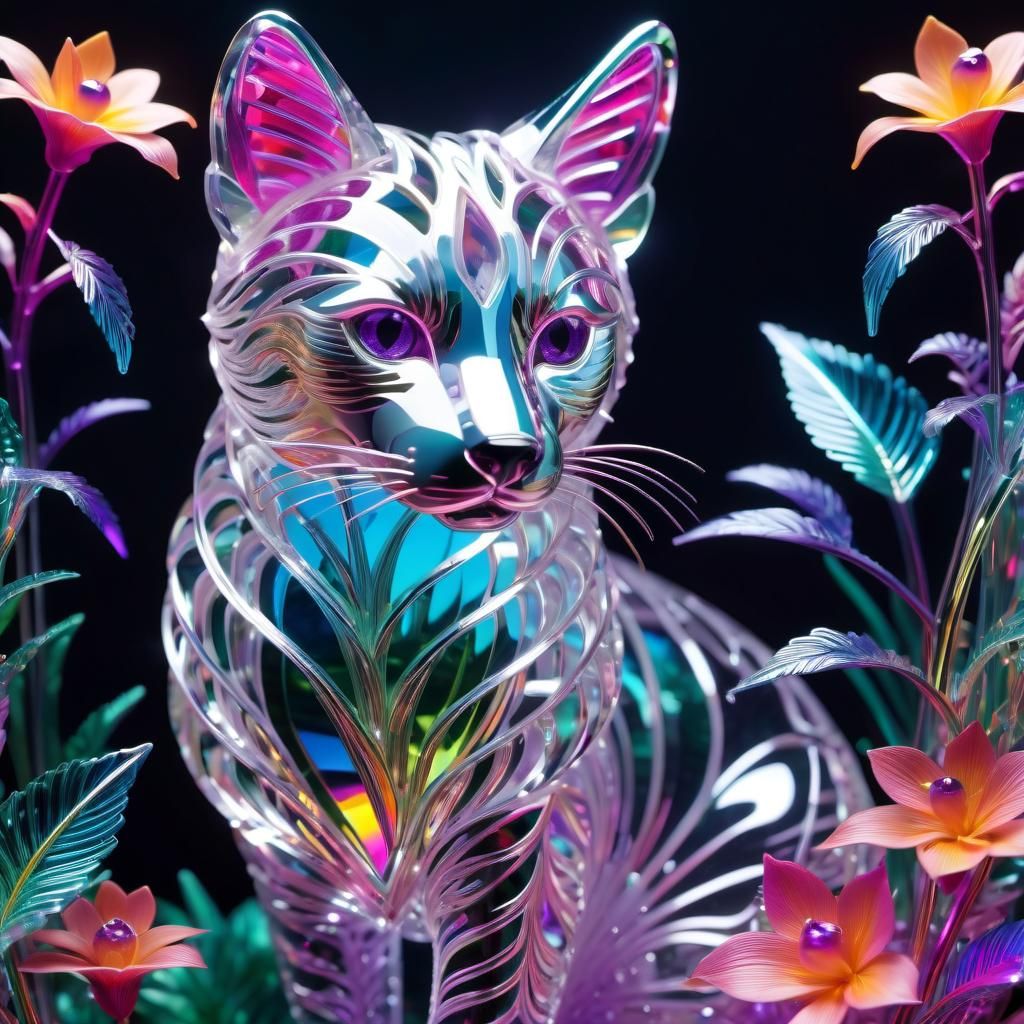 Crystal Heart Filigree Garden in Synthwave Style