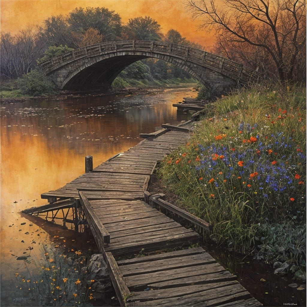 Dramatic Celestial Eclipse over Swamp in Watercolor Style