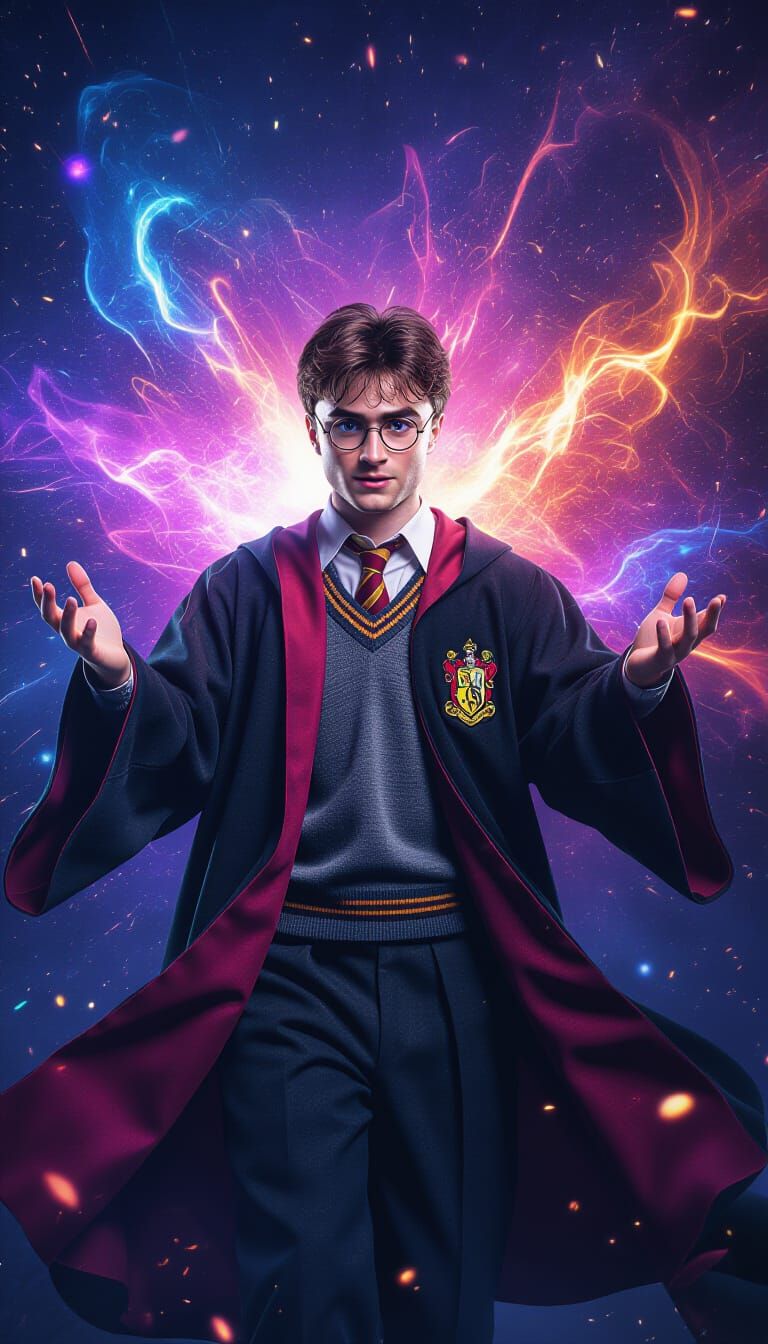 Harry Potter in a Psychedelic Magic Explosion, 3D Render