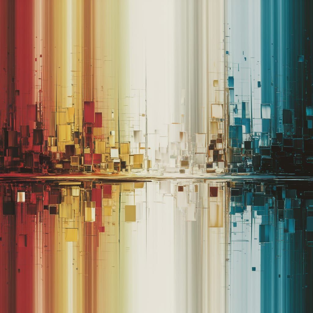 Vibrant Cherry Cityscape in Abstract Masterpiece Style