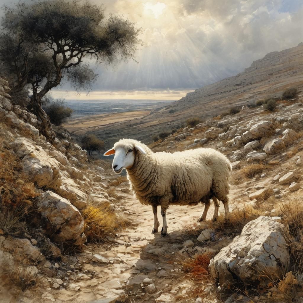 Sheep in Ancient Israel, Arthur Rackham Style