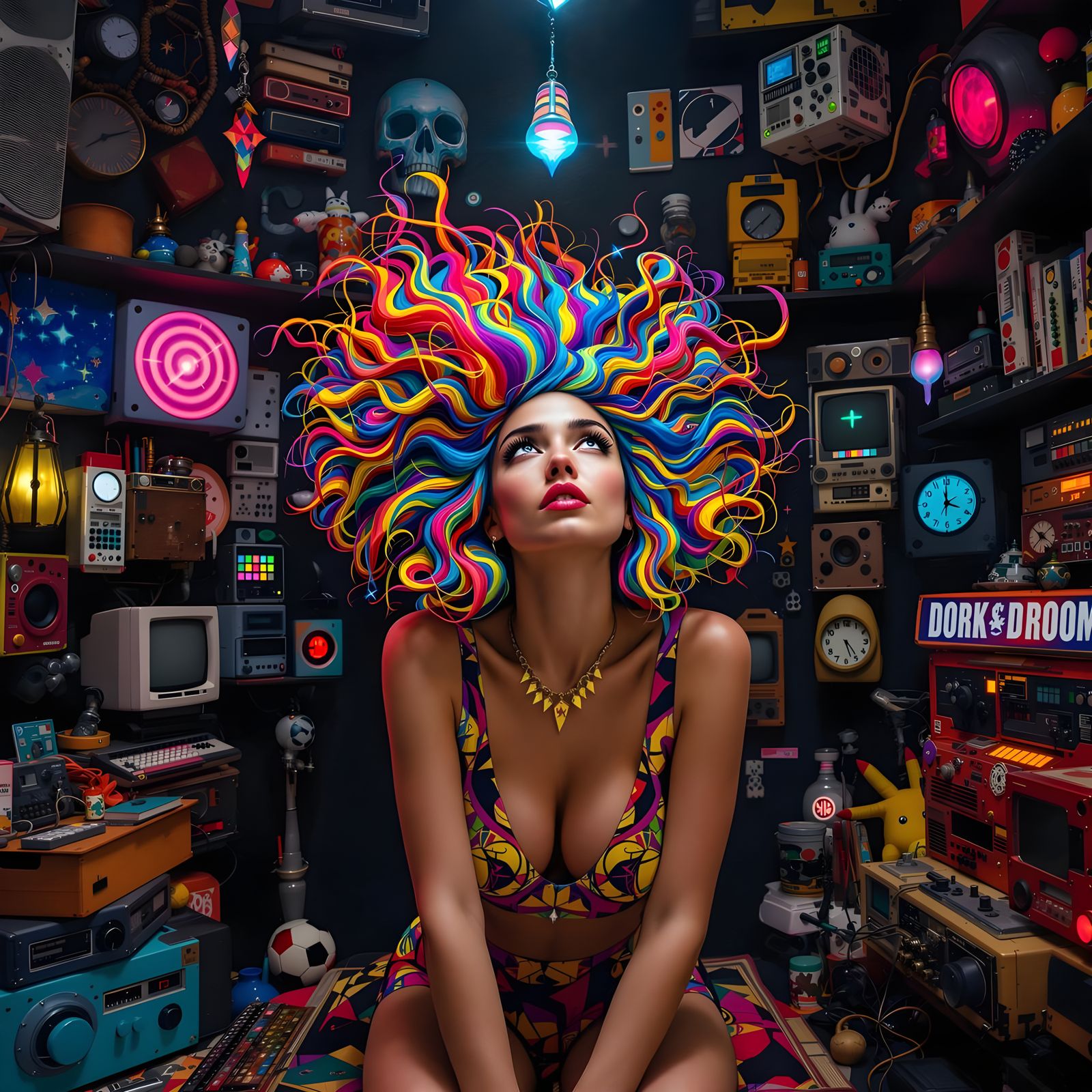 Hyper-Surreal Woman in a Dreamlike Dorkroom