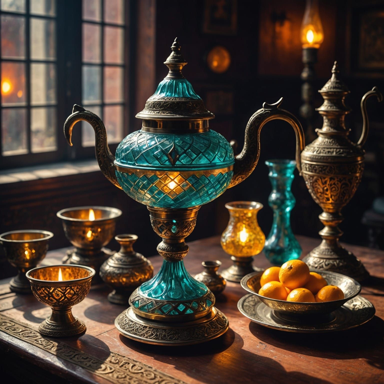 Art Deco Radioactive Glass Genie Lamp