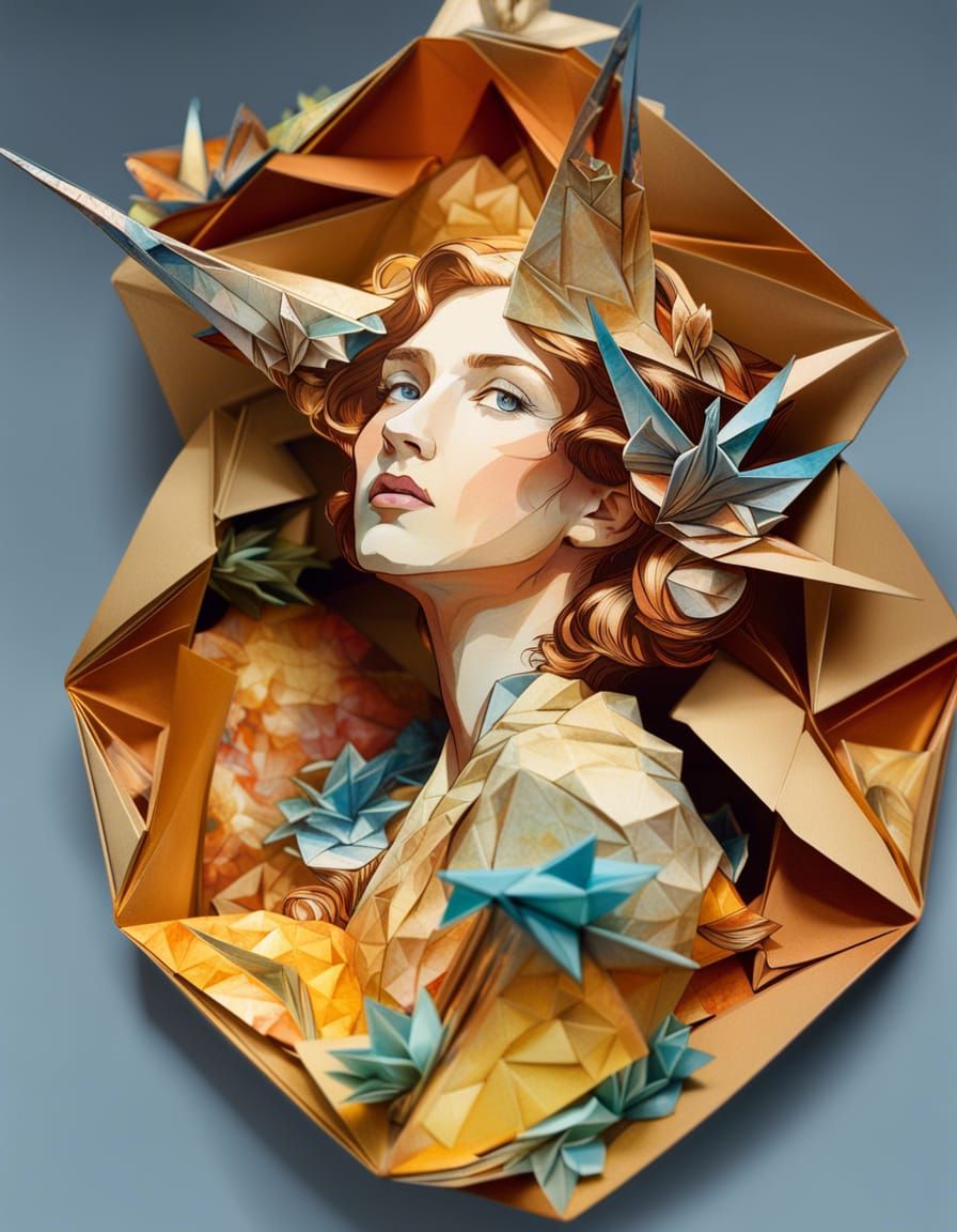 Art Nouveau Origami Cranes