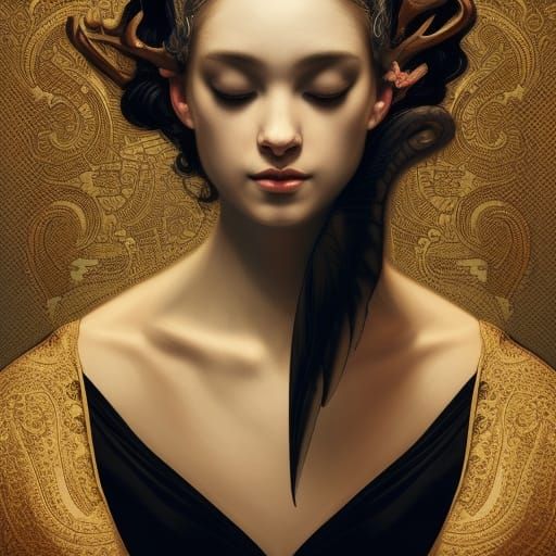 Black Swan Ballerina Portrait in Dark Room