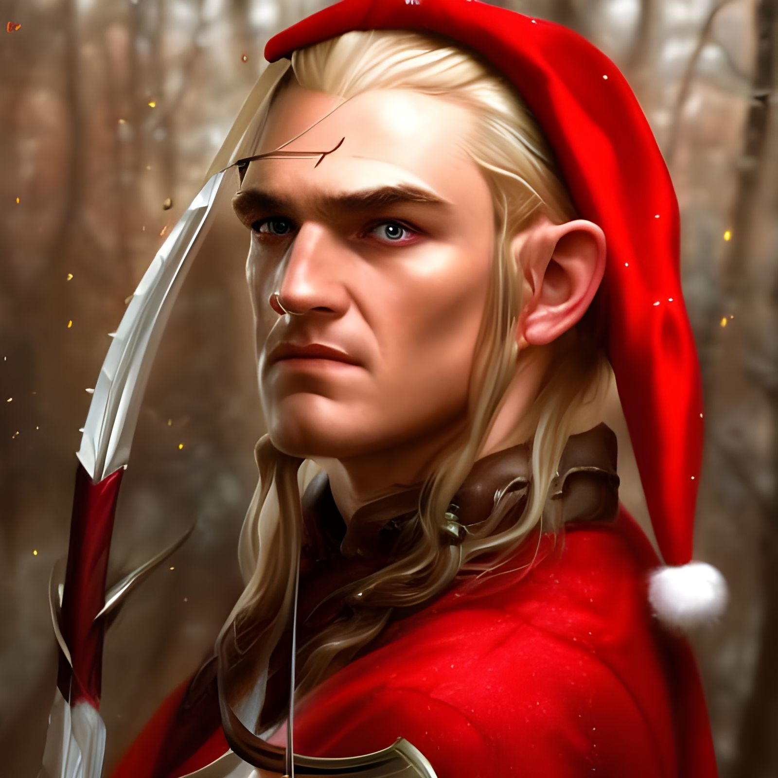 Legolas as Bored Christmas Elf Portrait