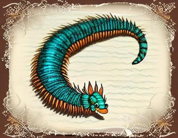 Detailed Mosaic Centipede with Tiny Feet