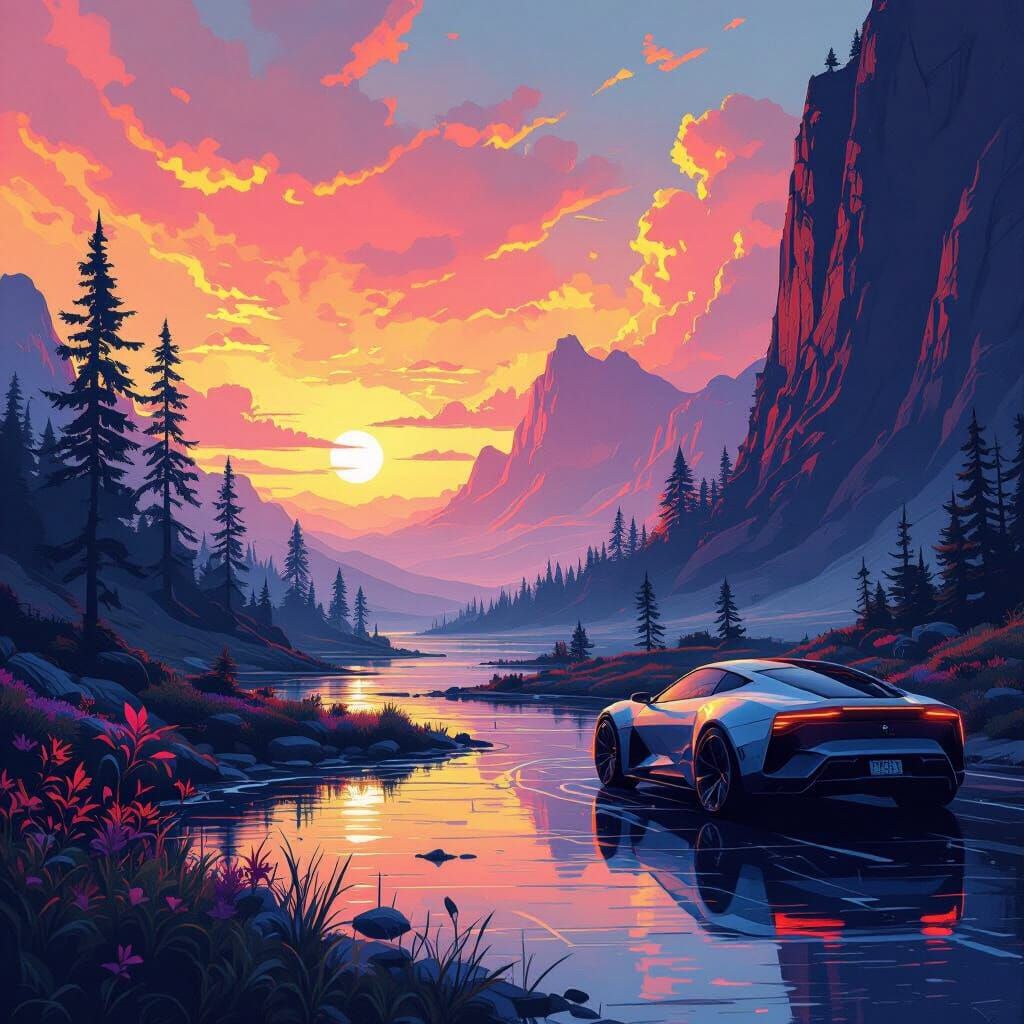 Stunning Digital Art Scene with Bold Lines