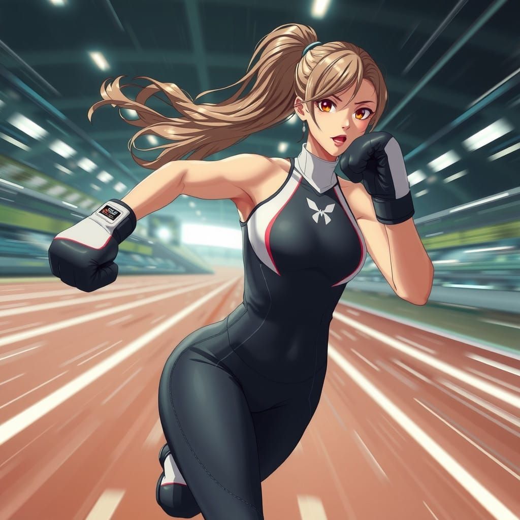 Cyberpunk Athlete in Motion