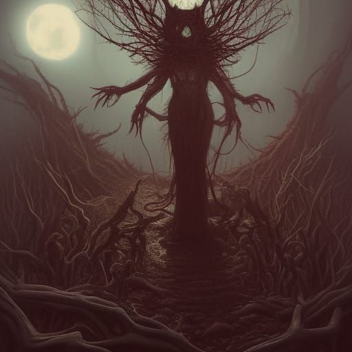 Creepy Samhain Figure in Witchcore Style
