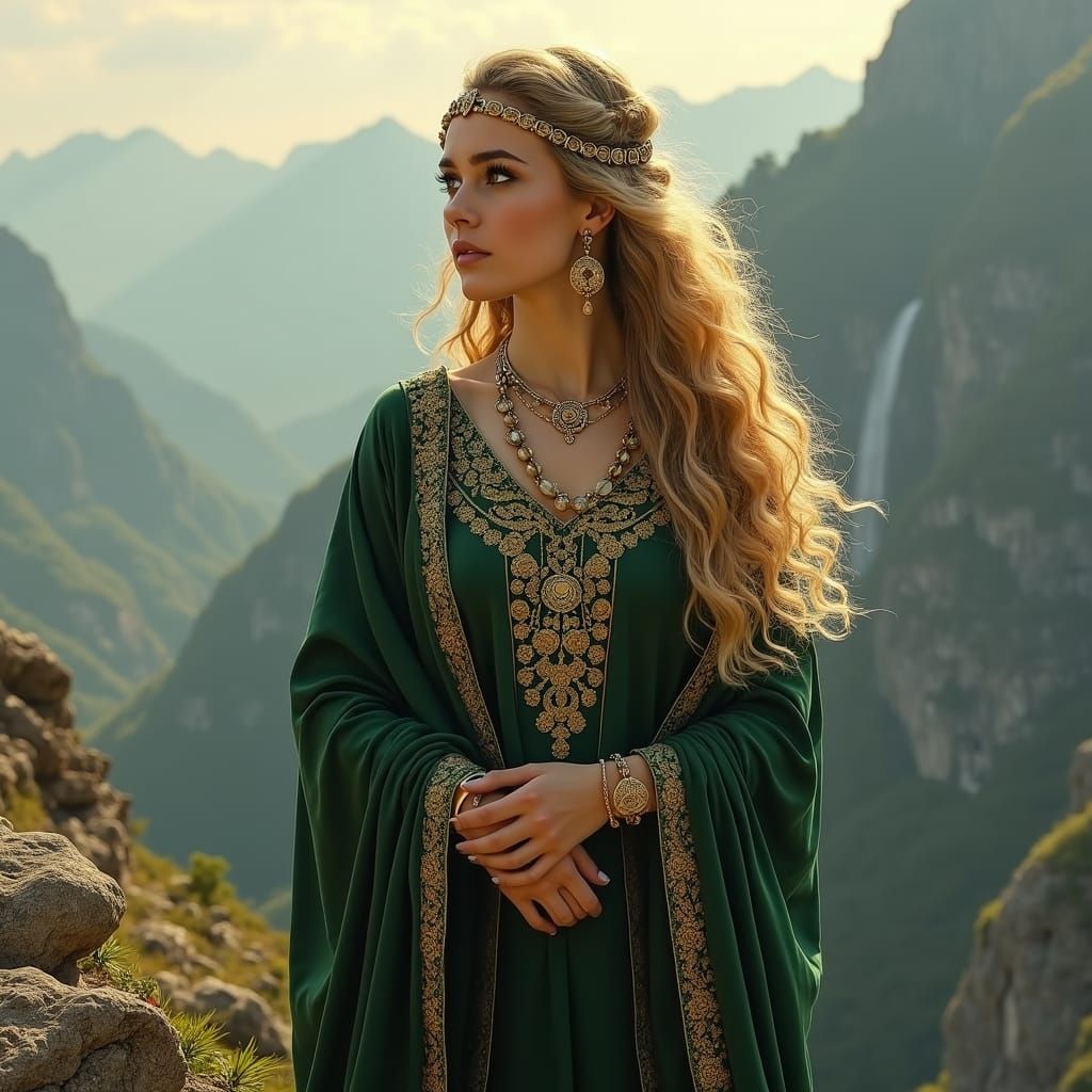 Illyrian Beauty in Art Nouveau Digital Painting