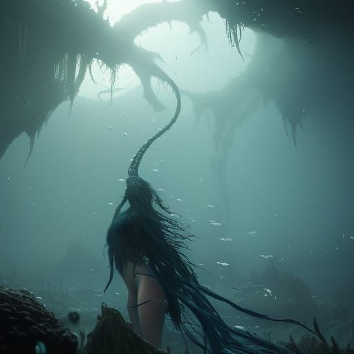 Aquatic Witch Hag in Dark Fantasy Style