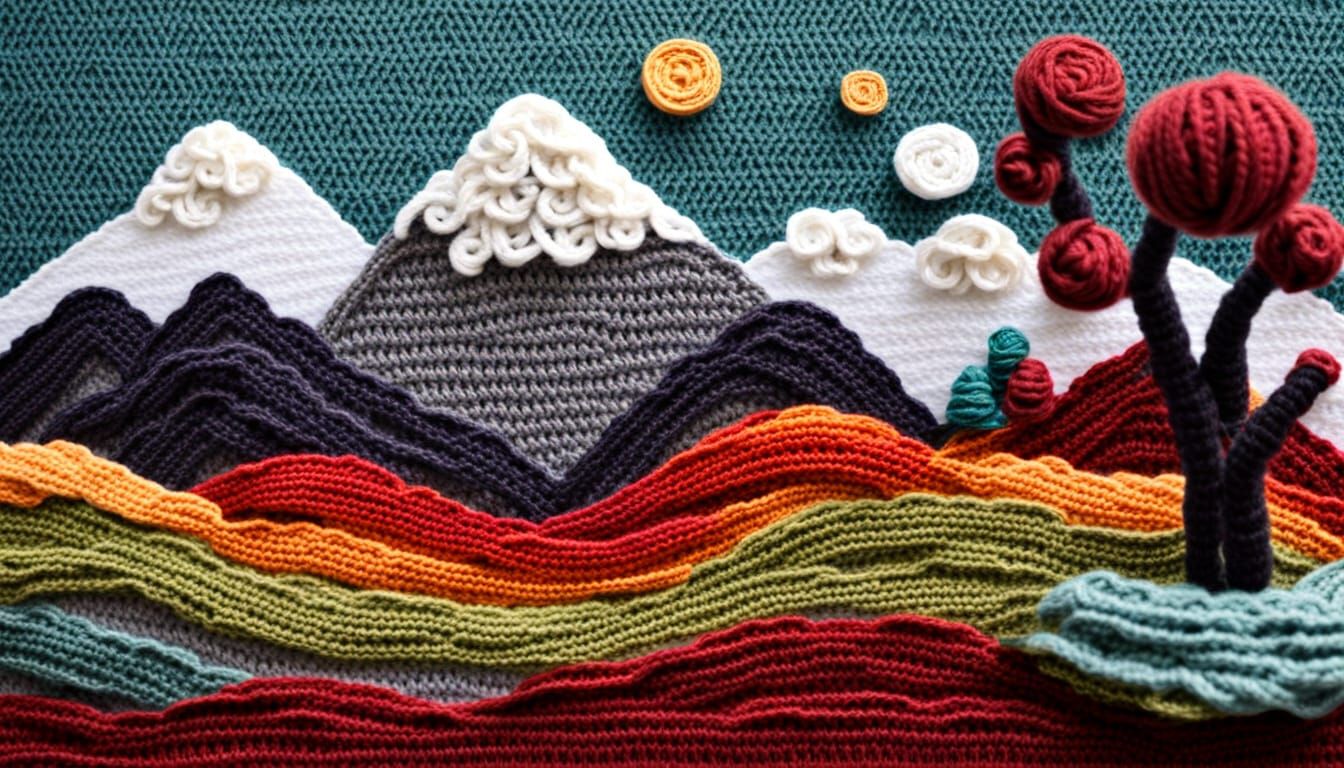 Crochet Landscape, Yarn Trees, Mountains (xtough's Crochet Y...