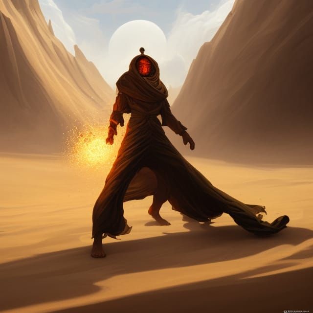 Sand Wizard Concept Art in Hyperrealistic Style