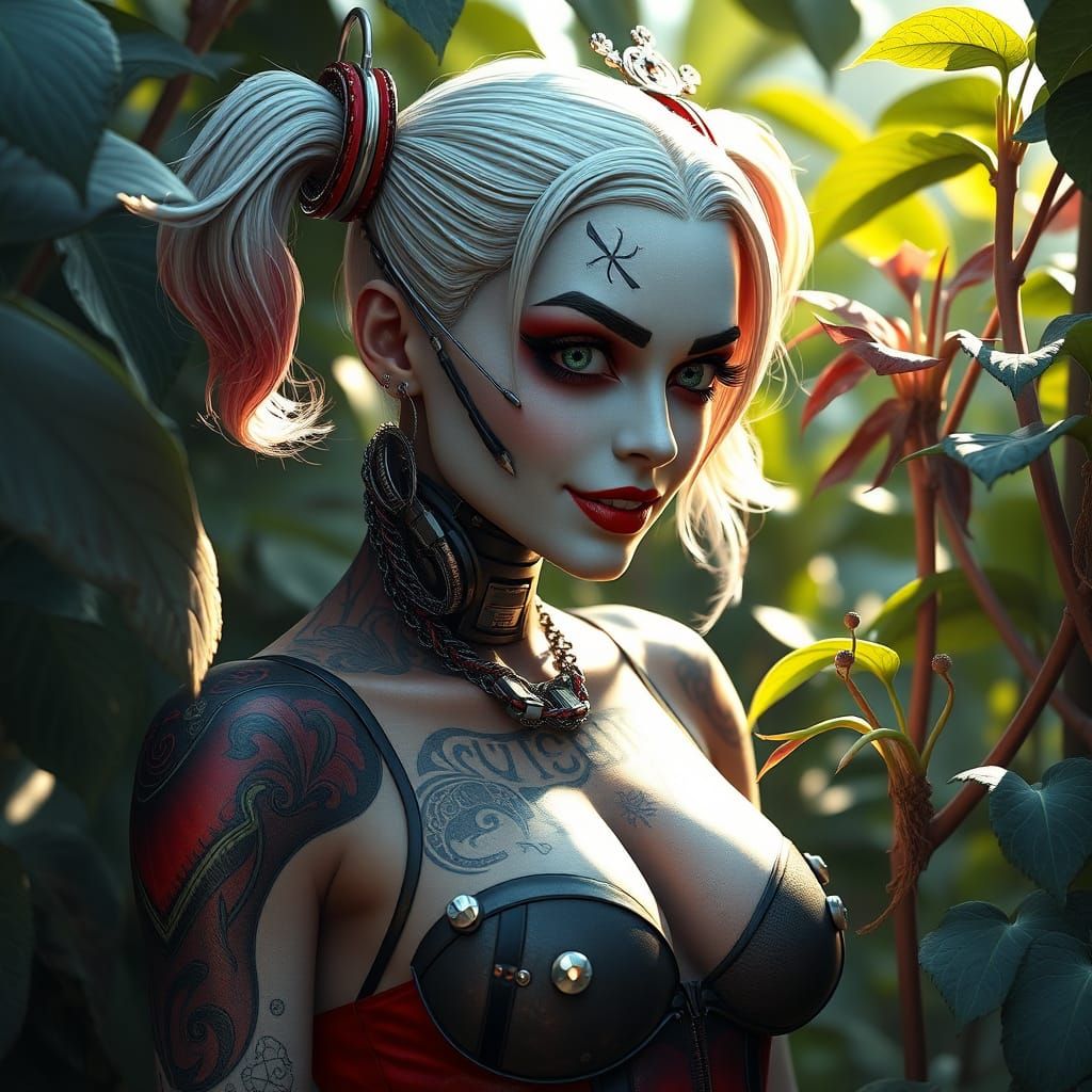 Harley Quinn as Biomechanical Cyborg in 3D Render