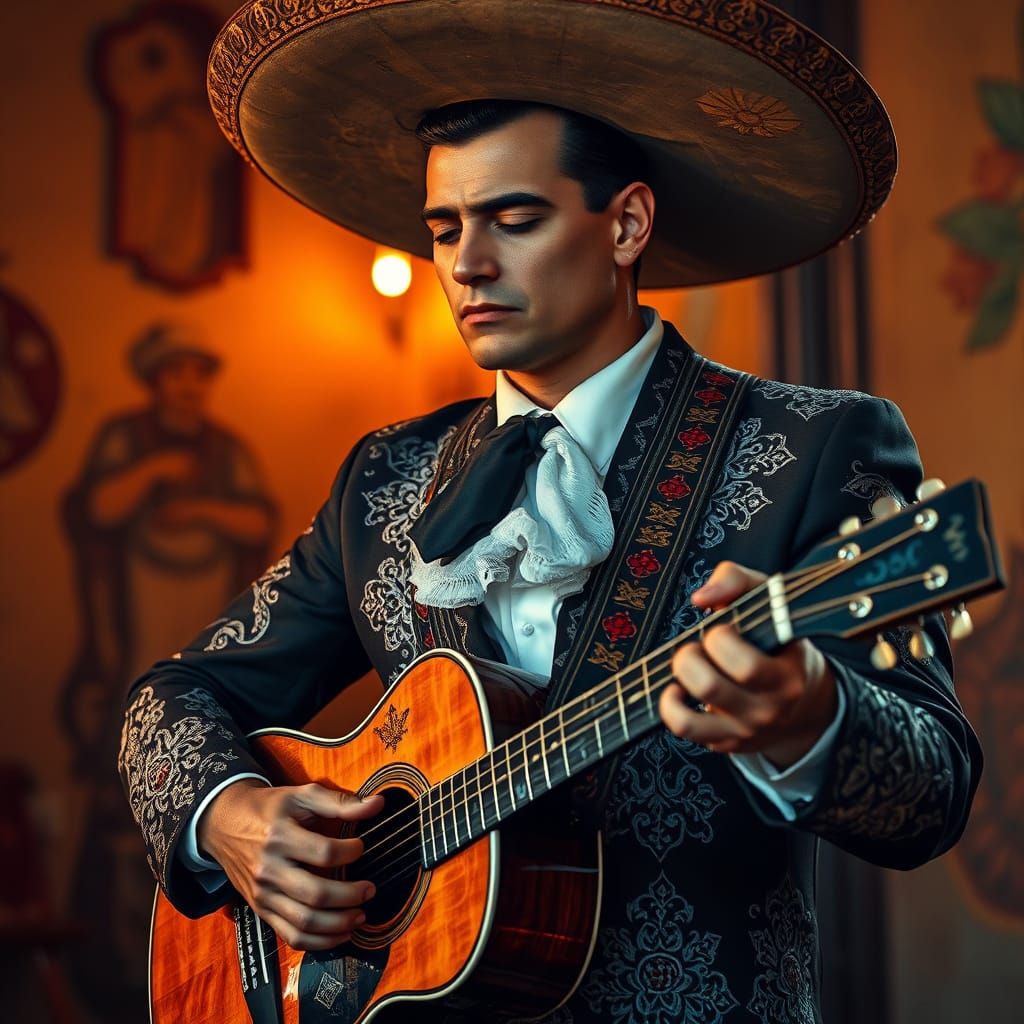 Vibrant Mexican Mariachi in Elegant Charro Suit