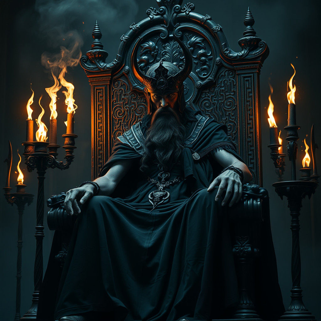 Hades, God of the Underworld, on Ornate Throne