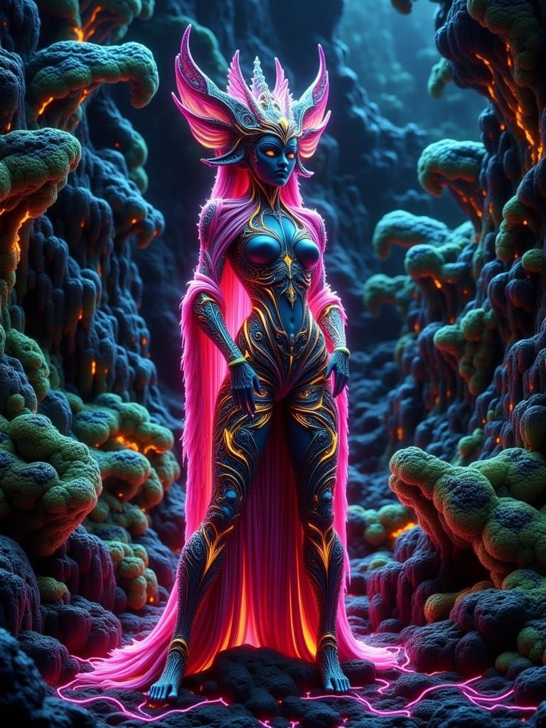 Cyberpunk Forest Mage Exudes Serene Power