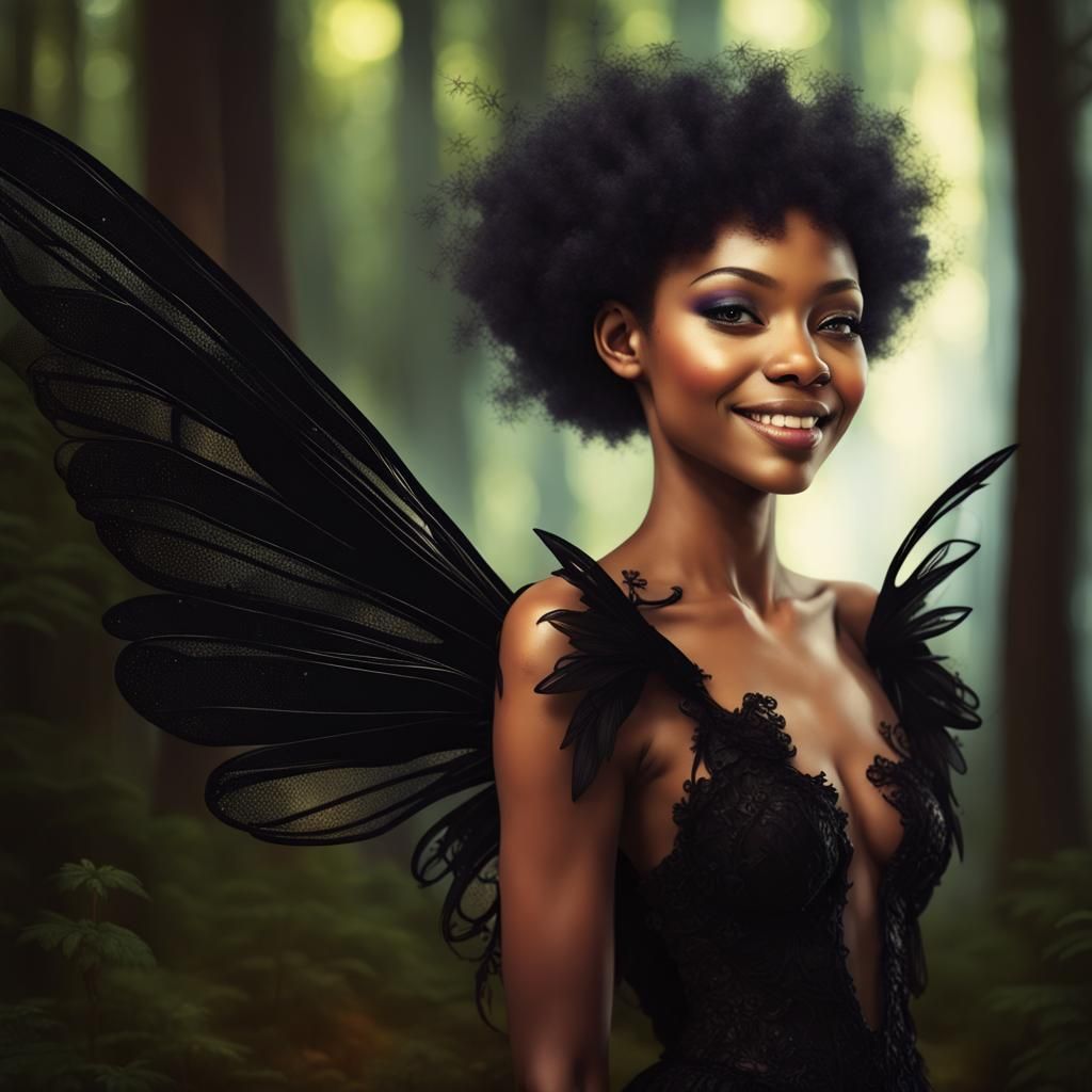 A lovely black fairy wearing a cute black fairy outfit with wings π§ββοΈ