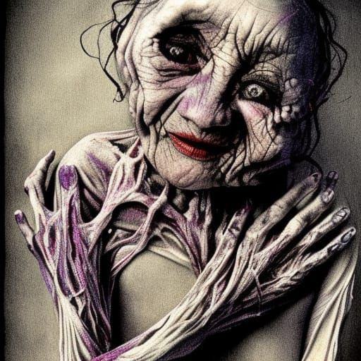 Sad Woman's Self-Embrace: Distorted Body Horror