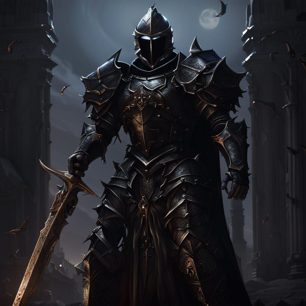 High Gothic Oathbreaker Paladin Knight Under Eclipse Moon