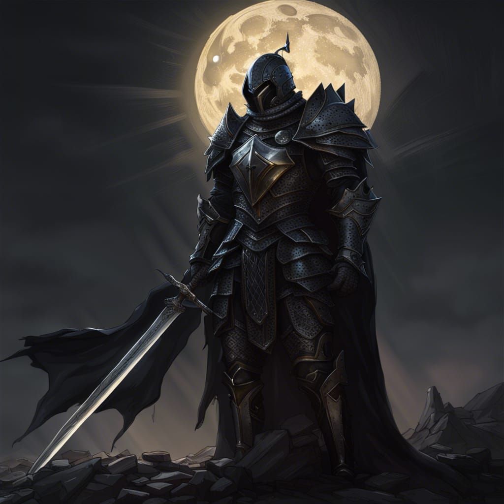 High Gothic Oathbreaker Knight Under Eclipse Moon