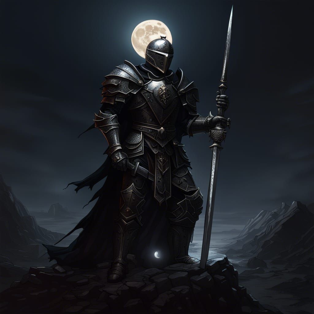 High Gothic Oathbreaker Knight Under Eclipse Moon