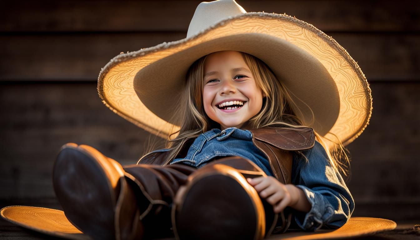 Sinister Portrait of Girl in Cowboy Gear