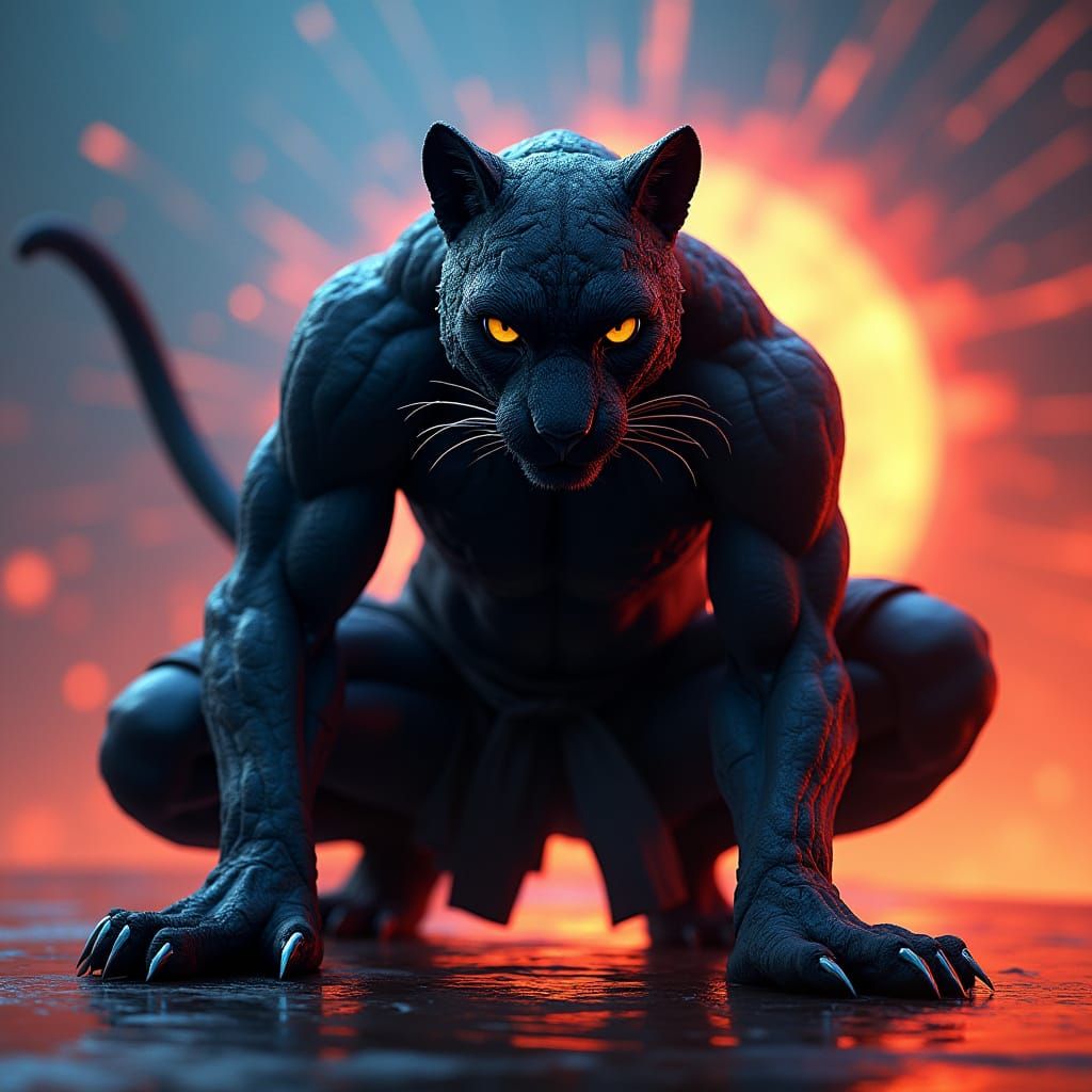 Black Leopard Ninja in Dynamic Energy Gradient