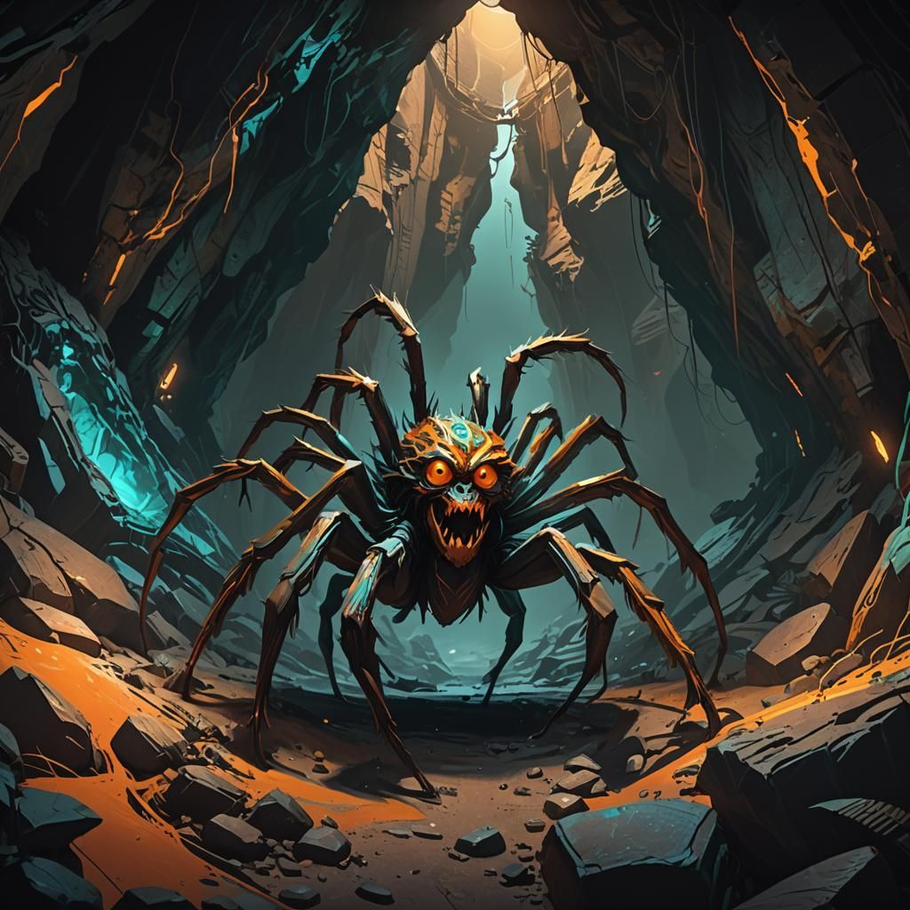 Monkey Spider Monster Emerges, Dark Fantasy Concept Art