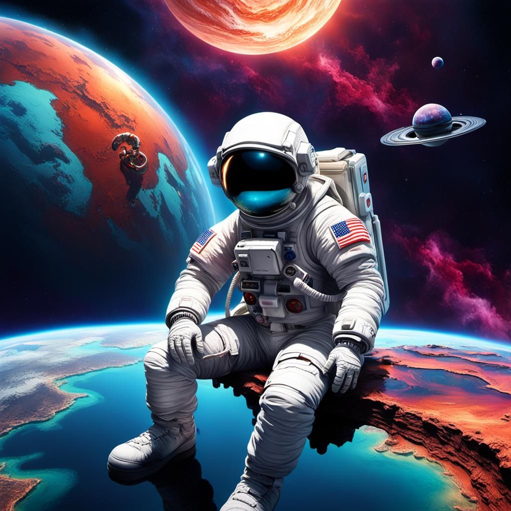 Astronaut Contemplates Melting Planet: Digital Matte Paintin...