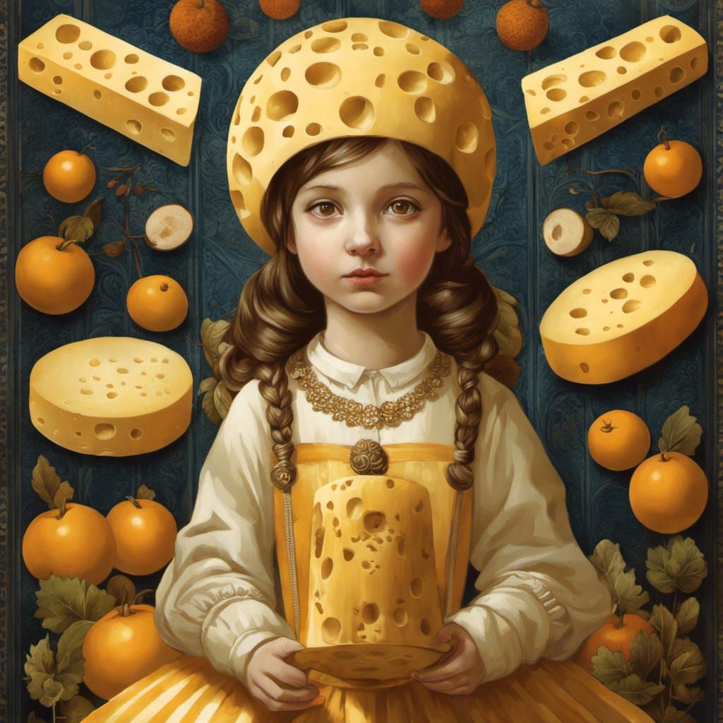 Cheese Girl in a Cheese World: Digital Art