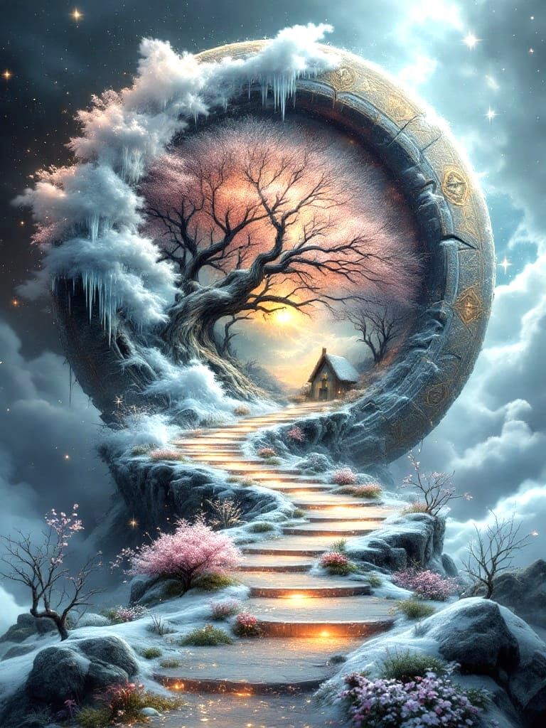 Dreamlike Stargate Landscape in Surrealistic Style