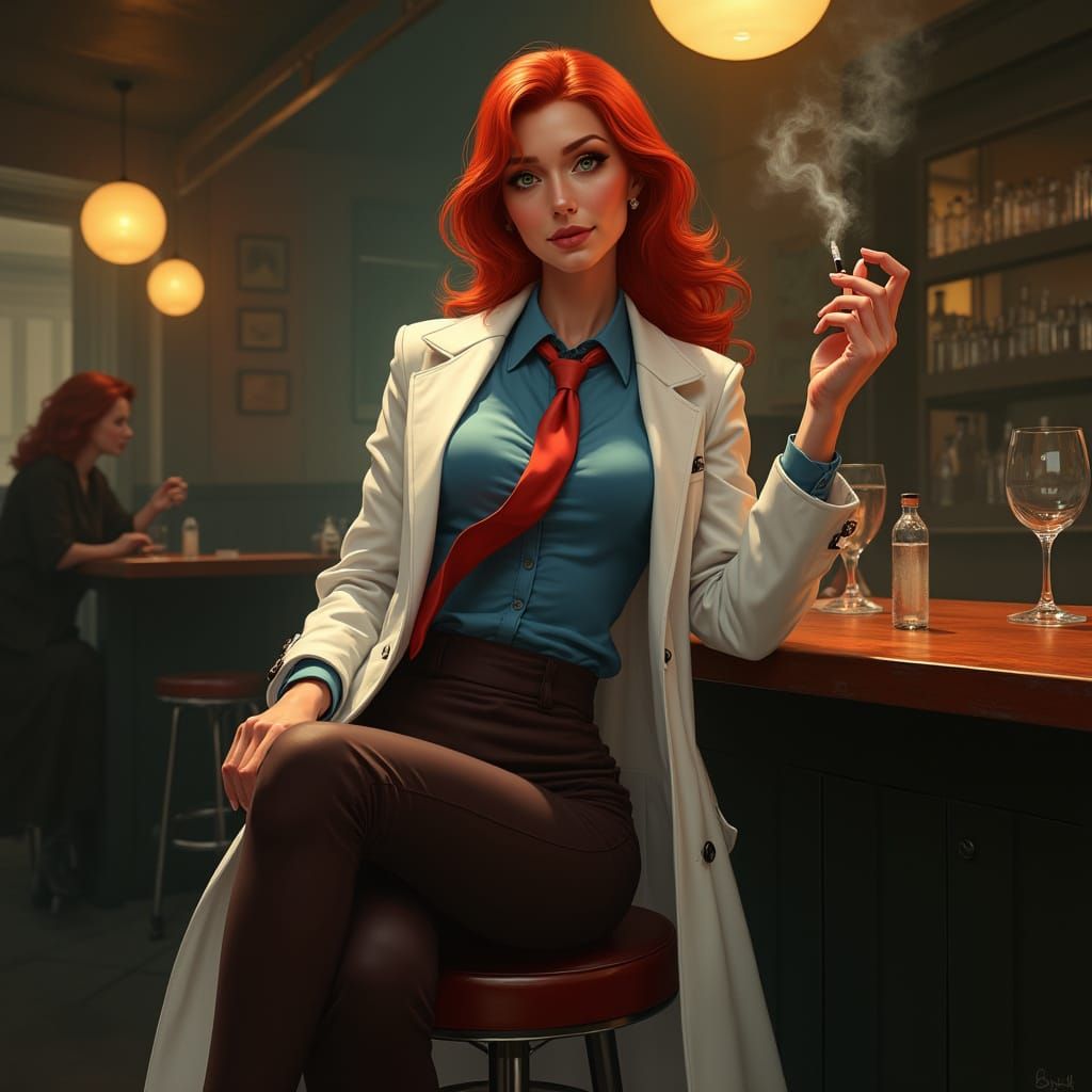 Redheaded Siren in Art Deco Jazz Club