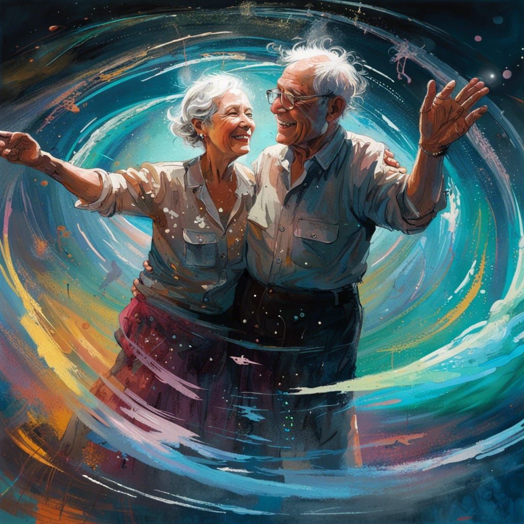 Whirlwind Dance: Bioluminescent Couple in Digital Art