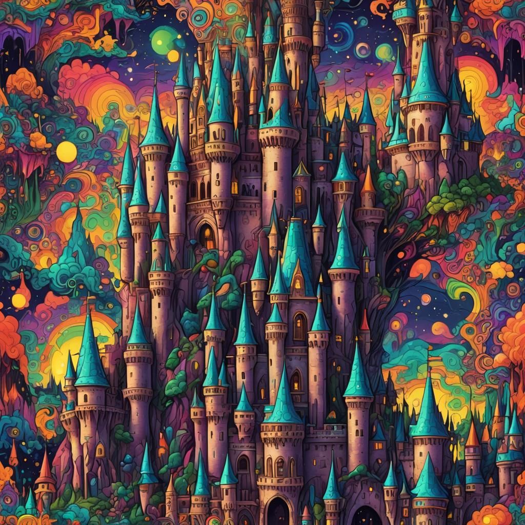 Psychedelic fantasy castle