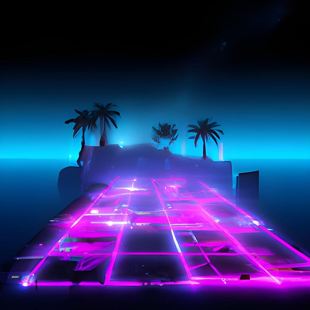 Cyberpunk DJ on Desert Island in 2099