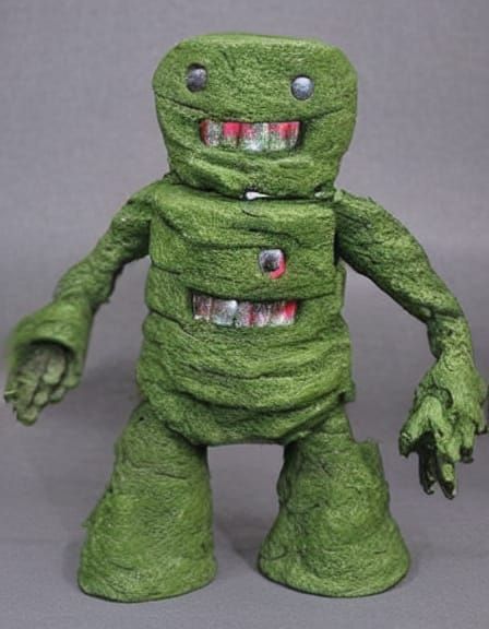 Playdough Golem with Glowing Green Eyes