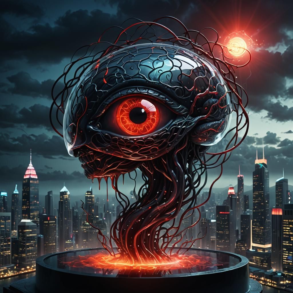 Eerie Dark Fantasy: Glowing Glass "A" in 3D Render